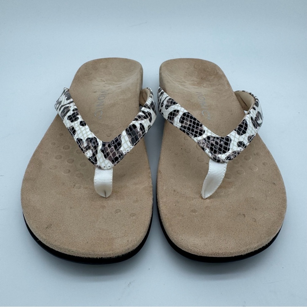 Vionic Dillon White Snake Leather Toe Post Thong … - image 3